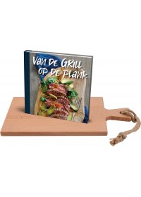 Giftset - Puur Hout Serveerplank 38cm - Incl. Kookboek "Van de grill op de plank"