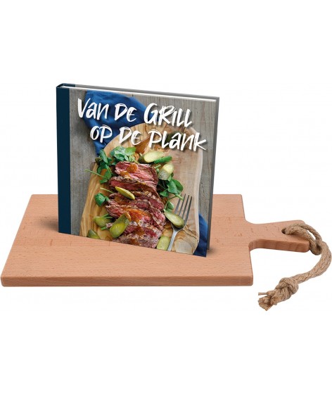 Giftset - Puur Hout Serveerplank 38cm - Incl. Kookboek "Van de grill op de plank"