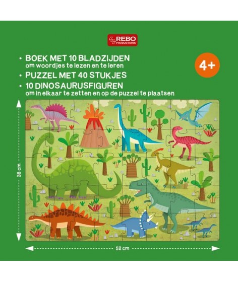 Boek + puzzel + 10 figuren - Dinosauriërs